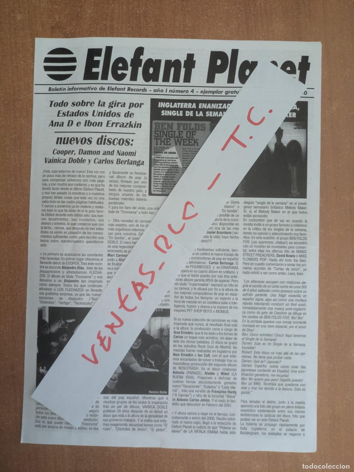 Cat&aacute;logos de m&uacute;sica: Bolet&iacute;n informativo Elefant Planet. N&ordm; 4. Diciembre 2000. Gira en EEUU de Ana D e Ibon Irrazkin.
