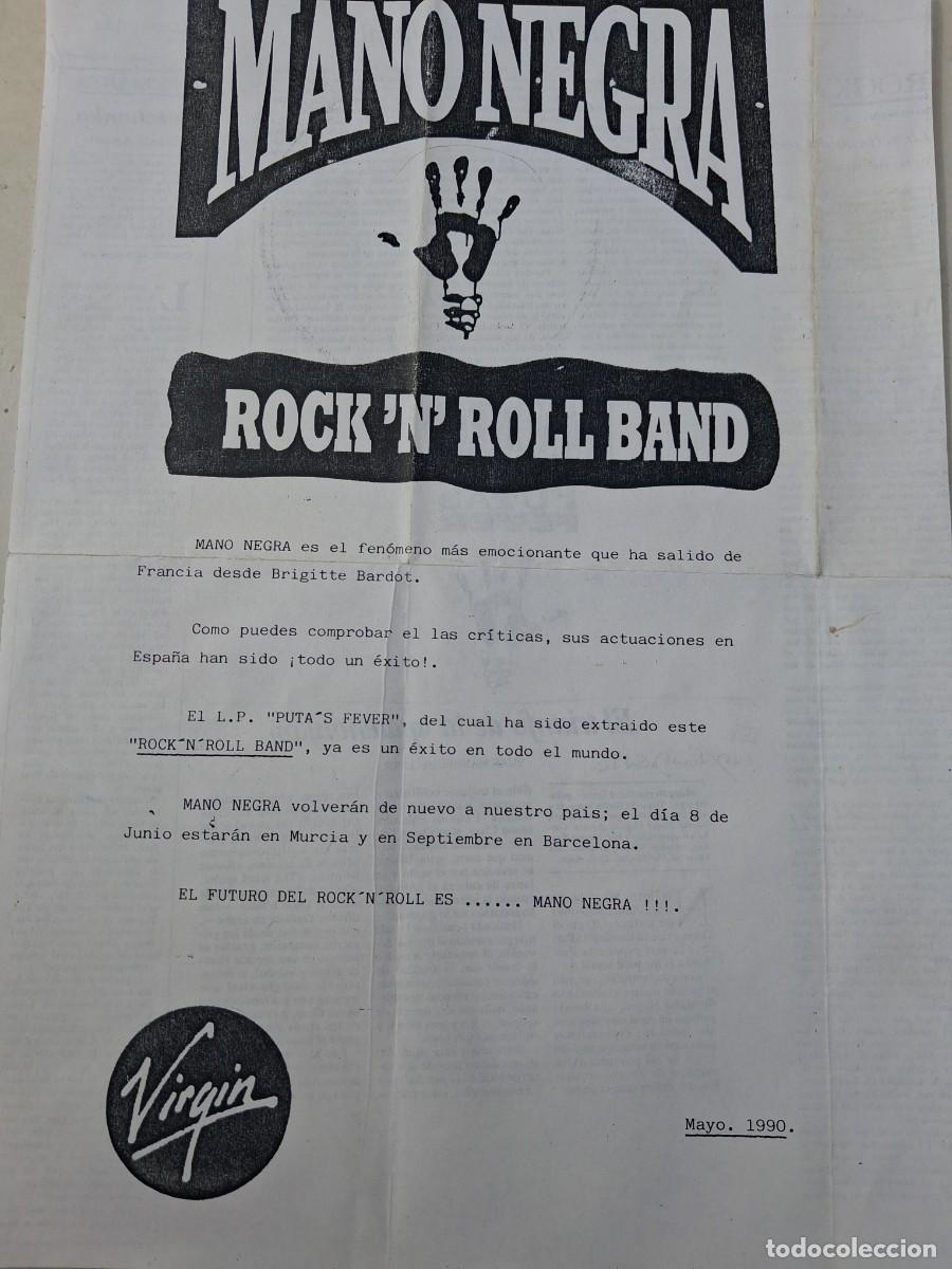 Cat&aacute;logos de m&uacute;sica: Mano Negra - Rock&acute;n&acute;roll band - Hoja promo mayo 1990 - reproduce recortes en reverso