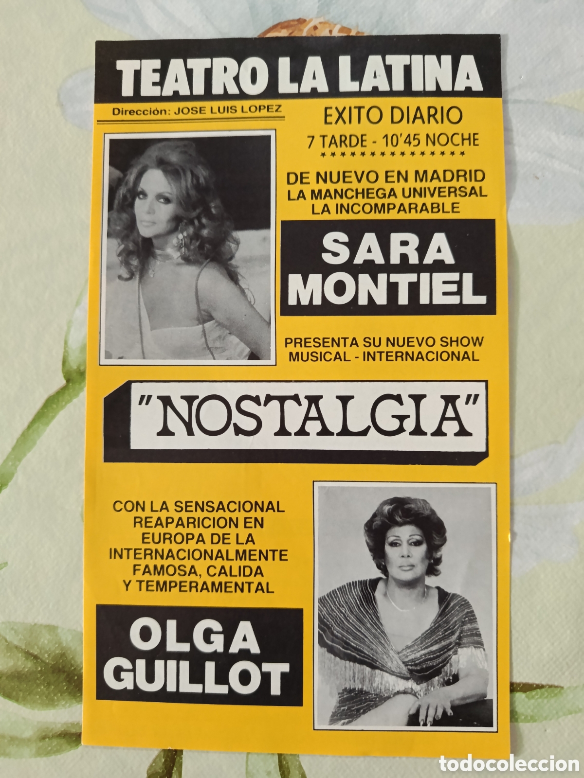 Cataloghi di Musica: Sara Montiel programa del espect&aacute;culo Nostalgia Teatro La Latina.