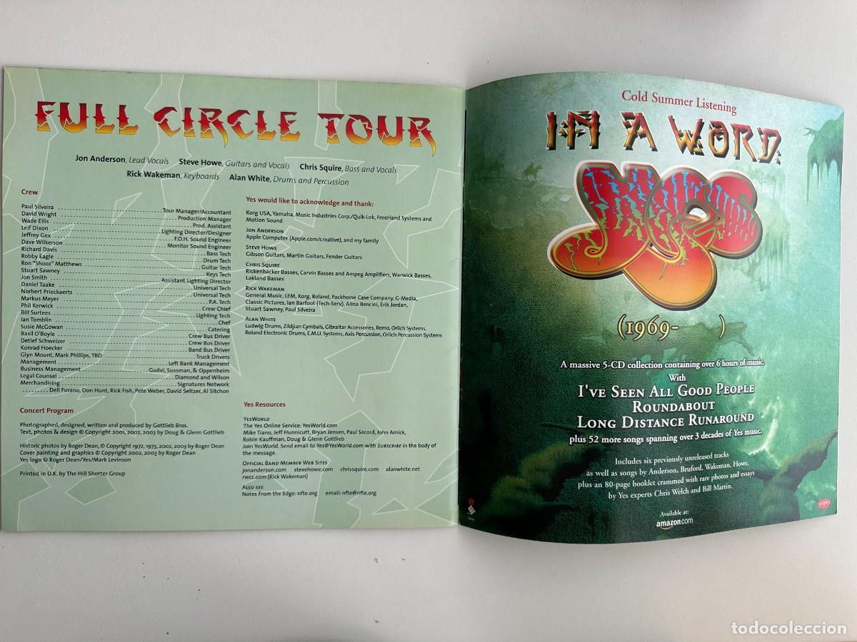 Cat&aacute;logos de m&uacute;sica: Yes - Programa de la gira &rdquo;Full Circle Tour&rdquo; 2002/2003 - Foto 3