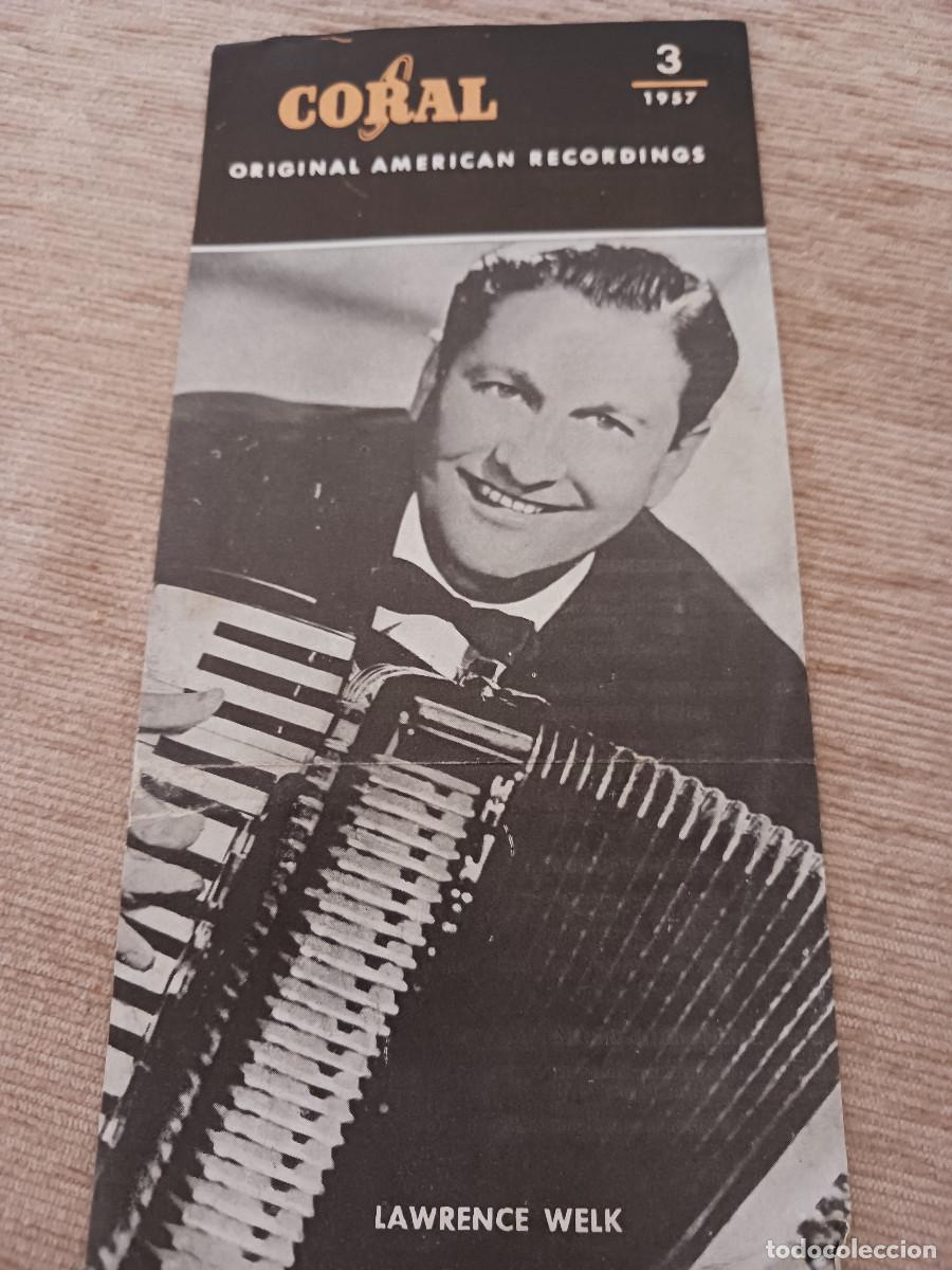 Cat&aacute;logos de m&uacute;sica: lamina publicitaria, coral, imagen acordeonista lawrence welk, radio avenida 1957