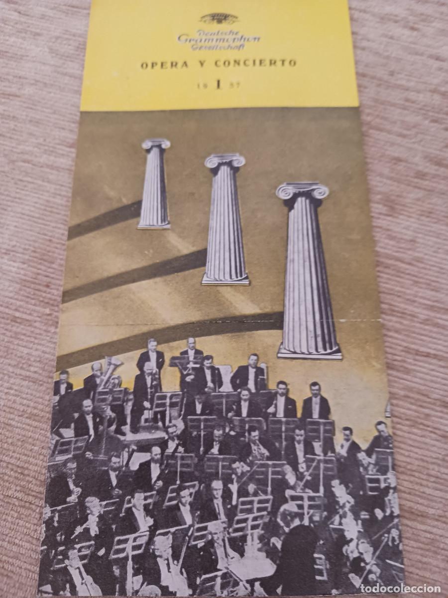 Cat&aacute;logos de m&uacute;sica: lamina publicitaria, deutsche grammophon, opera y concierto, 1957