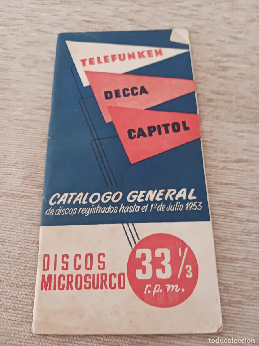 Cat&aacute;logos de m&uacute;sica: catalogo general discos telefunken, decca, capitol, 1953, radio comella torello