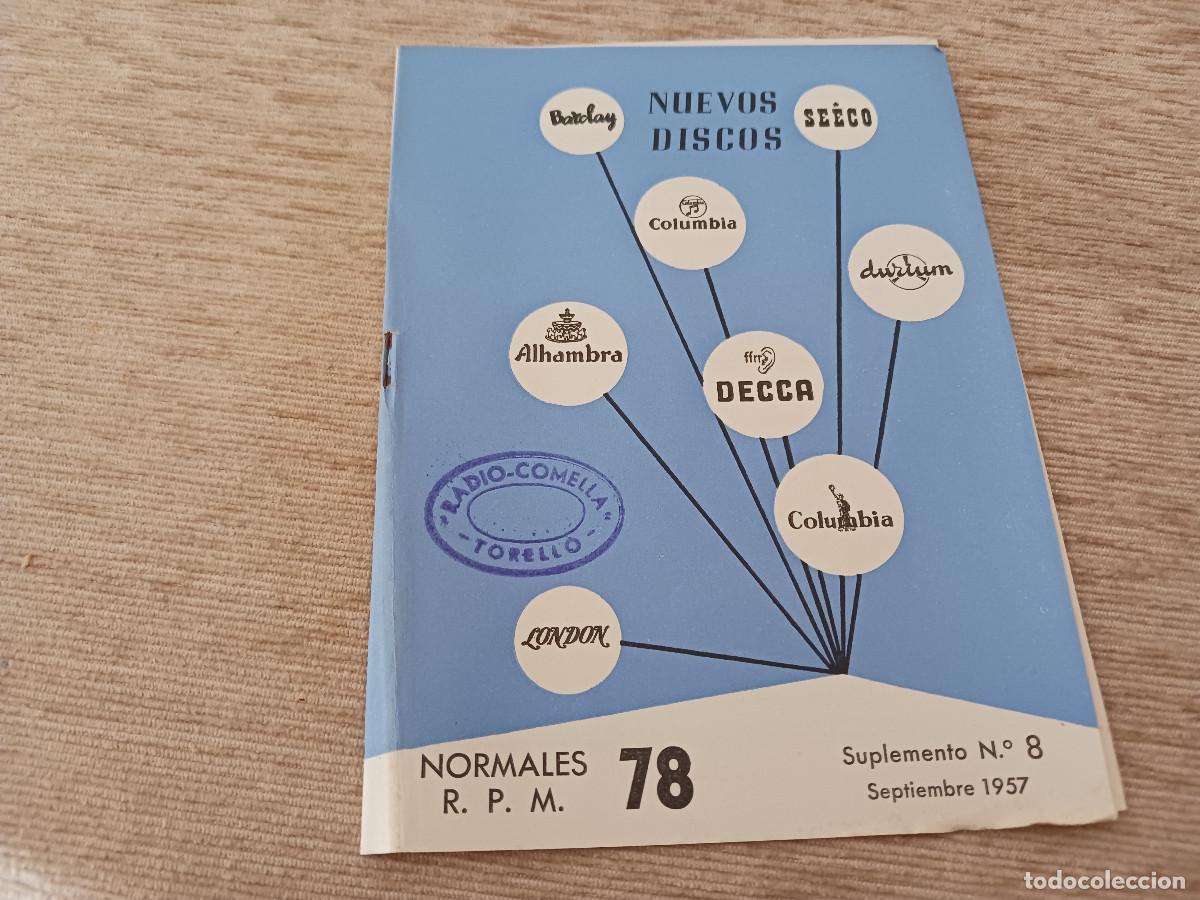 Cat&aacute;logos de m&uacute;sica: nuevos discos, septiembre 1957, barclay, columbia, alhambra, decca......radio comella torello