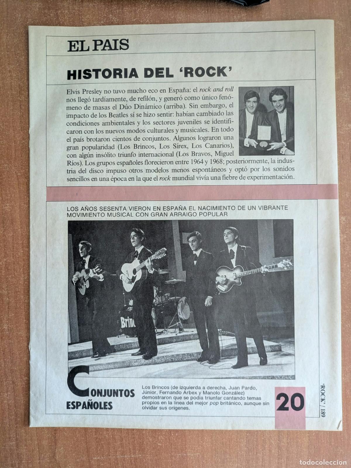 Cat&aacute;logos de m&uacute;sica: El Pais. Historia del Rock. Conjuntos espa&ntilde;oles. Los Brincos. Bravos. Canarios. Pasos. Bruno Lomas.