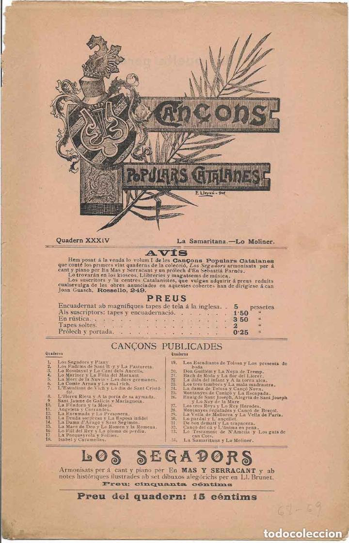 Cat&aacute;logos de m&uacute;sica: QUADERN N&ordm;34 CAN&Ccedil;ONS POPULARS CATALANES &ndash; LA SAMARITANA (ARBUCIES) &ndash; LO MOLINER (S.FELIU DE CODINES)