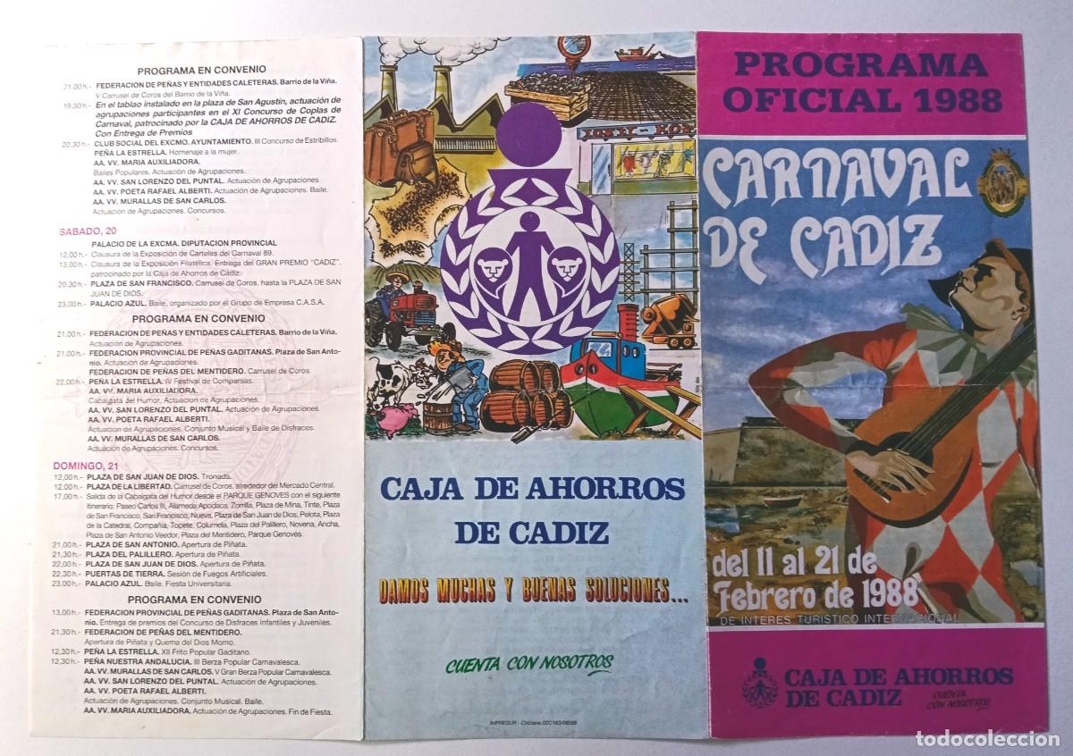 Cat&aacute;logos de m&uacute;sica: CARNAVAL DE C&Aacute;DIZ: PROGRAMA DE MANO A&Ntilde;O 1988 - Foto 2