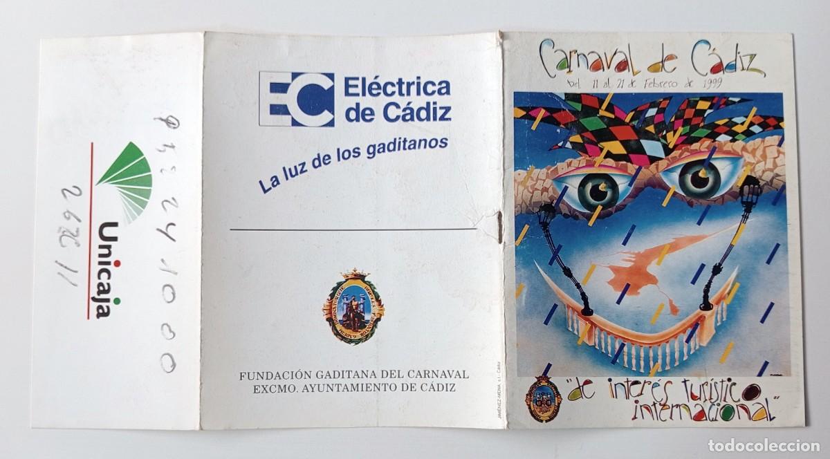 Cat&aacute;logos de m&uacute;sica: CARNAVAL DE C&Aacute;DIZ: PROGRAMA DE MANO A&Ntilde;O 1999 - Foto 2