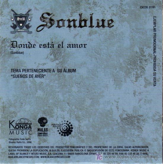 CDs de m&uacute;sica: Sonblue. D&oacute;nde est&aacute; el amor. CD single - Foto 2