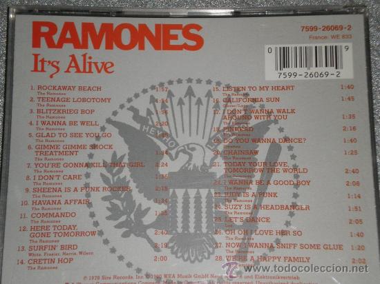 CDs de m&uacute;sica: RAMONES - it&acute;s aLIVE. DIRECTO 28 TEMAS. (CD/1990) - Foto 1
