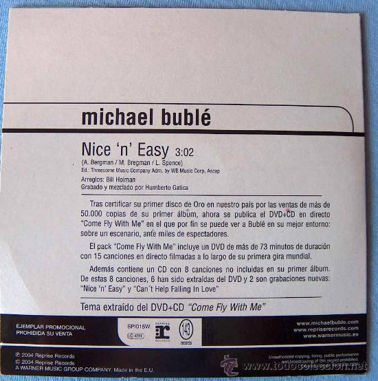 CDs de m&uacute;sica: MICHAEL BUBL&Eacute; - CD SINGLE - NICE &acute;N&acute;EASY -PROMO - Foto 2