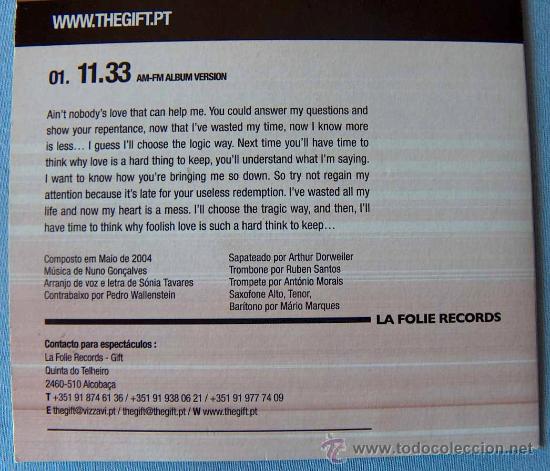 CDs de m&uacute;sica: THE GIFT - CD SINGLE 11:33 - Foto 2