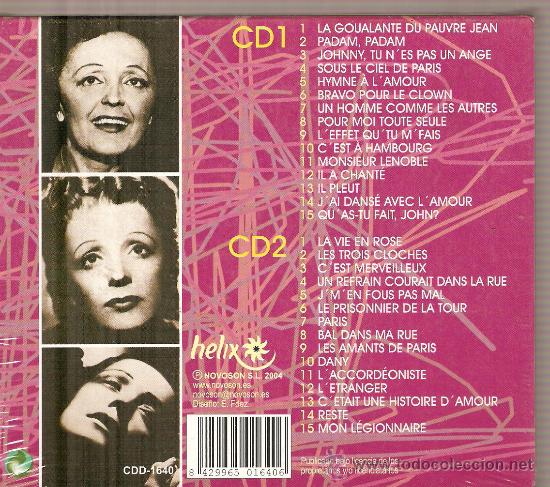 CDs de m&uacute;sica: DOBLE CD EDITH PIAF  - 30 EXITOS - INCLUYE LA VIE EN ROSE - Foto 2