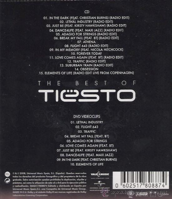 tiesto elements of life dvd track list