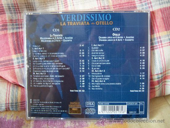 CDs de m&uacute;sica: (2CD) VERDI La traviata/Otello excerpts - Foto 2