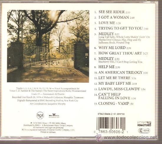 CDs de m&uacute;sica: CD ELVIS PRESLEY - RECORDED LIVE ON STAGE IN MEMPHIS - GRACELAND - Foto 2