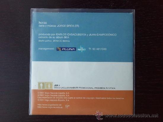 CDs de m&uacute;sica: JORGE DREXLER - HORAS - CD SINGLE - PROMO - VIRGIN - 2001 - Foto 2