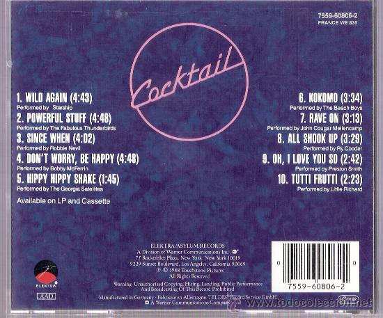 CDs de m&uacute;sica: Cocktail	B.S.O.	Electra1988 - Foto 2