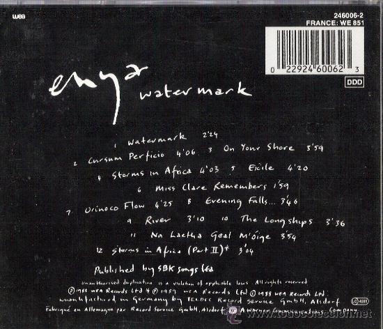 CDs de m&uacute;sica: Watermark  Enya  Wea 1988 - Foto 2