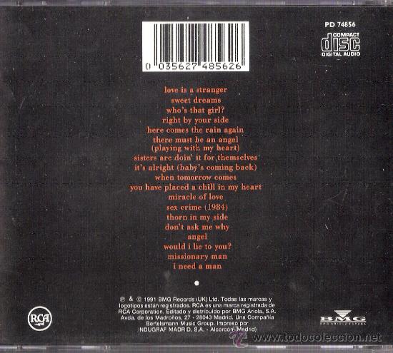 CDs de m&uacute;sica: Greatest Hits	Eurythmics BMG	1991 - Foto 2