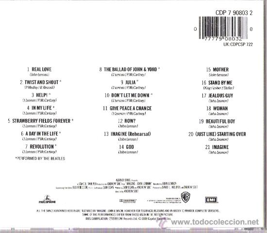 CDs de m&uacute;sica: Imagine	John Lennon	B.S.O.	EMI	1988 - Foto 2