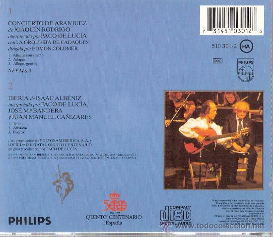 CDs de m&uacute;sica: Concierto de Aranjuez		Paco de Lucia	Philips		1991 - Foto 2