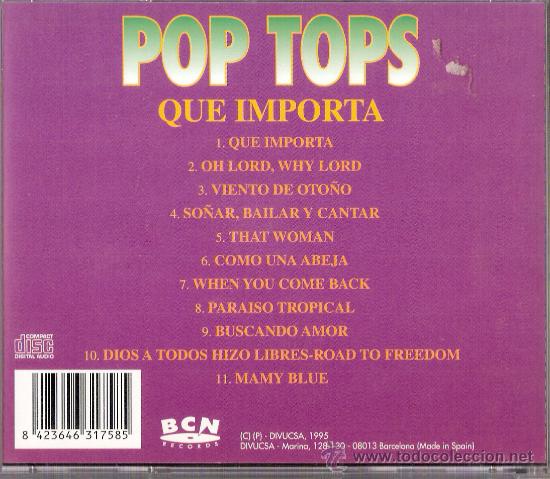 CDs de m&uacute;sica: Que Importa		Pop Tops	Pop	BCN	11	1995 - Foto 2