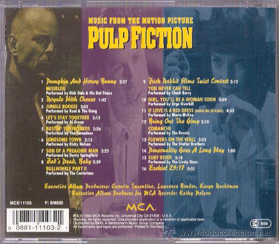 CDs de m&uacute;sica: Pulp Fitction	de	Tarantino	 B.S.O.	MCA		1994 - Foto 2
