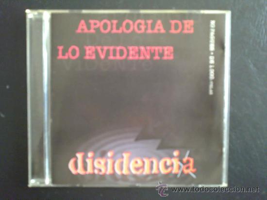 CDs de m&uacute;sica: DISIDENCIA - APOLOG&Iacute;A DE LO EVIDENTE - CD - Foto 1