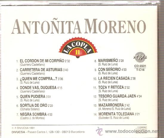 CDs de m&uacute;sica: CD LA COPLA : ANTO&Ntilde;ITA MORENO - Foto 2