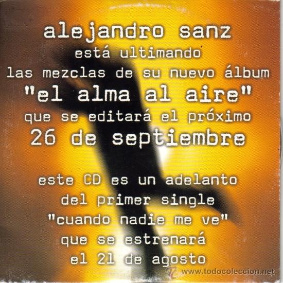 CDs de M&uacute;sica: ALEJANDRO SANZ-CUANDO NADIE ME VE CDSINGLE 2000 PROMOCIONAL SPAIN