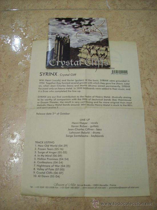 CDs de m&uacute;sica: CD SYRINX - CRYSTAL CLIFFS - PROGRESIVE HEAVY - PROMO - CAJA CARTON - Foto 1