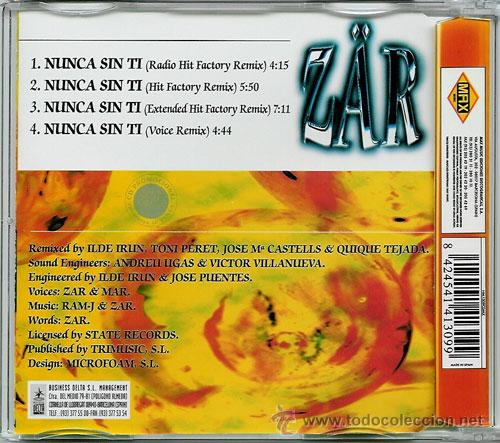 CDs de m&uacute;sica: ZAR - SIN TI AMOR ( CD SINGLE ) - Foto 1