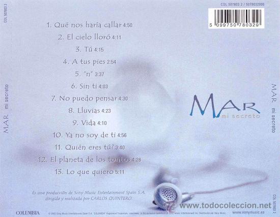CDs de m&uacute;sica: MAR - MI SECRETO ( CD ) - Foto 2