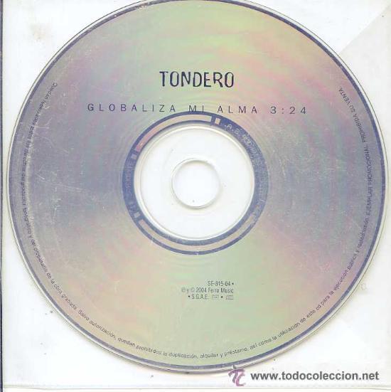 CDs de m&uacute;sica: TONDERO - GLOBALIZA MI ALMA - CD SINGLE - Foto 1