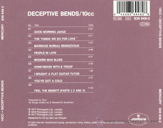 CDs de m&uacute;sica: 10CC - DECEPTIVE BENDS - compact disc.mirar portes antes de comprar - Foto 2