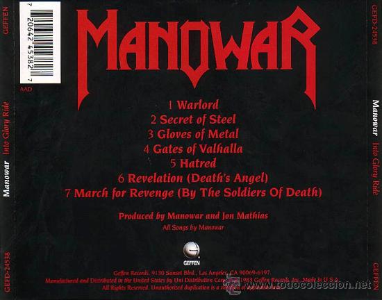 CDs de m&uacute;sica: MANOWAR INTO THE GLORY RIDE CD - Foto 2