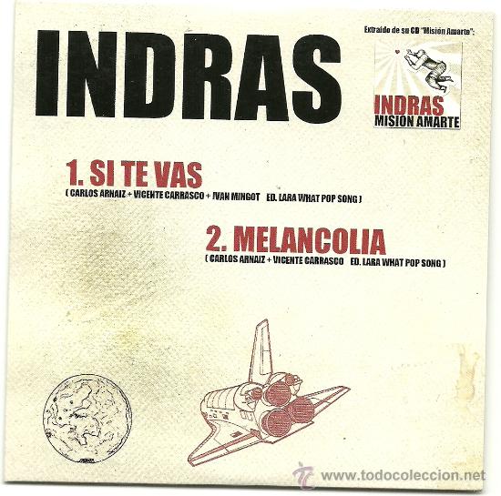 CDs de m&uacute;sica: INDRAS. SI TE VAS   (promo cd  single 2010) - Foto 1