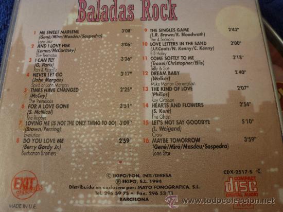 CDs de m&uacute;sica: CD- BALADAS ROCK VERSIONES ORIGINALES. - Foto 2