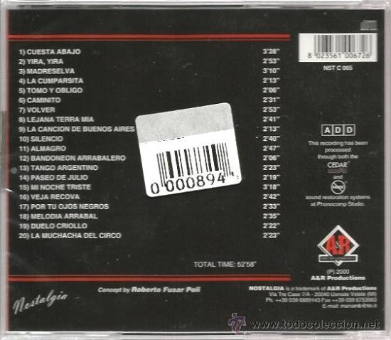 CDs de m&uacute;sica: CD CARLOS GARDEL - LA COMPARSITA - Foto 2
