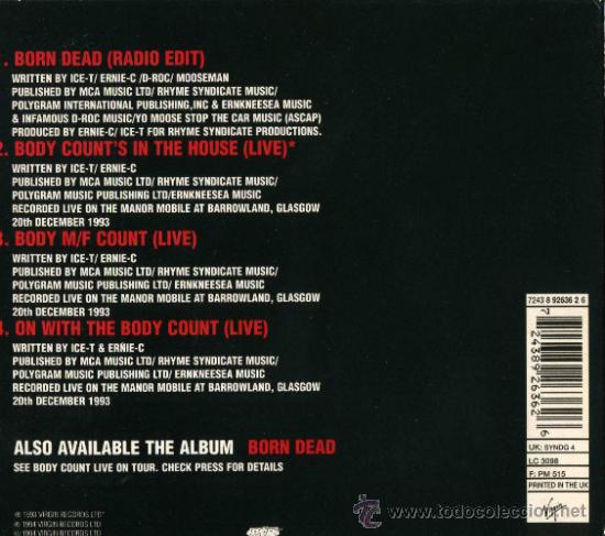 CDs de m&uacute;sica: BODY COUNT - BORN DEAD (1994) CD-MAXI DIGIPACK - Foto 2
