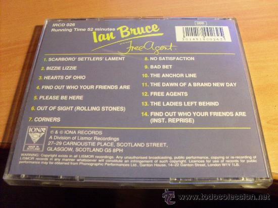 CDs de m&uacute;sica: IAN BRUCE (FREE AGENT) CD (CDI18) - Foto 2