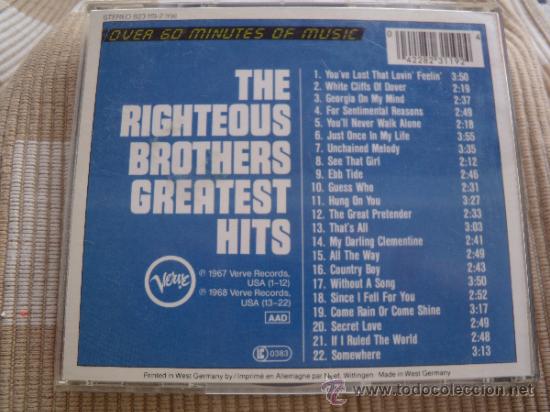 CDs de m&uacute;sica: Righteous Brothers, The ?&ndash; Greatest Hits - Foto 2