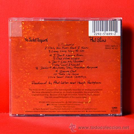 CDs de m&uacute;sica: PHIL COLLINS No Jacket Required CD - Foto 2
