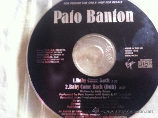 CDs de m&uacute;sica: CD SINGLE-PATO BANTON-BABY COME BACK - Foto 1