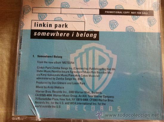 CDs de m&uacute;sica: CD SINGLE - LINKIN PARK - SOMEWHERE I BELONG - Foto 1