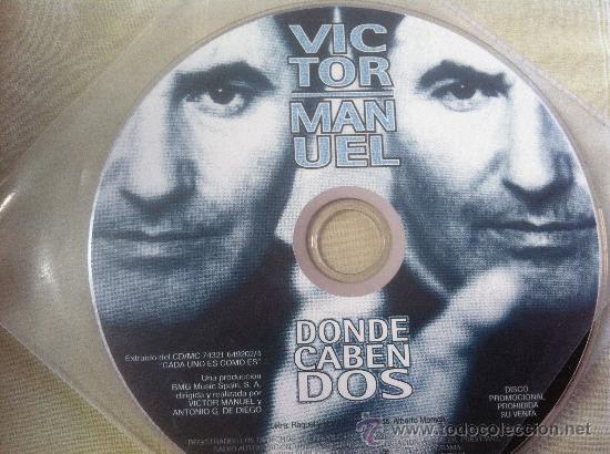 CDs de m&uacute;sica: CD SINGLE - VICTOR MANUEL - DONDE CABEN DOS - Foto 1