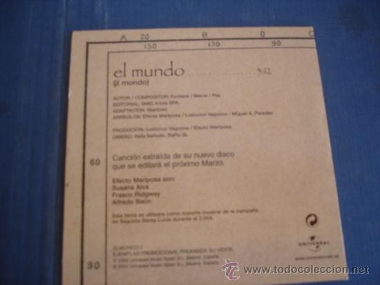 CDs de m&uacute;sica: EFECTO MARIPOSA  EL MUNDO  PROMO CD SINGLE - Foto 2
