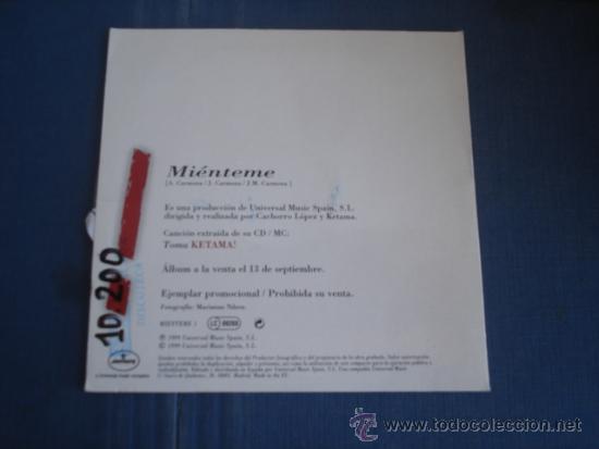 CDs de m&uacute;sica: KETAMA   MIENTEME  PROMO  CD-SINGLE - Foto 2