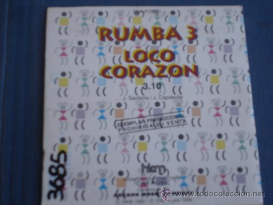 CDs de m&uacute;sica: RUMBA 3   LOCO CORAZON  PROMO  CD-SINGLE - Foto 2